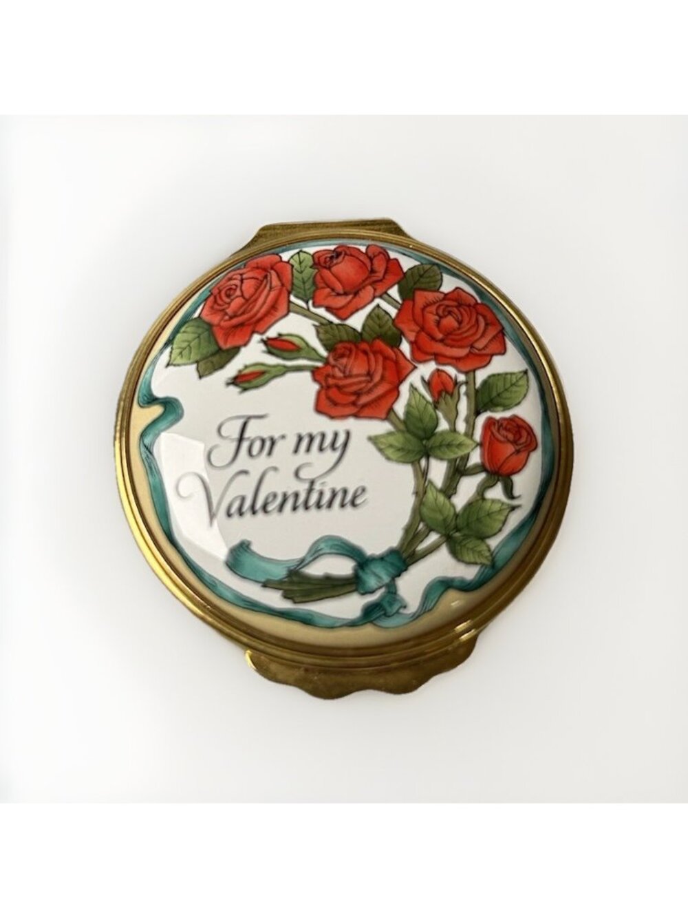 Halcyon Days Trinket Box Roses English Enamel St. Valentine's Day Rose 1999 Vtg